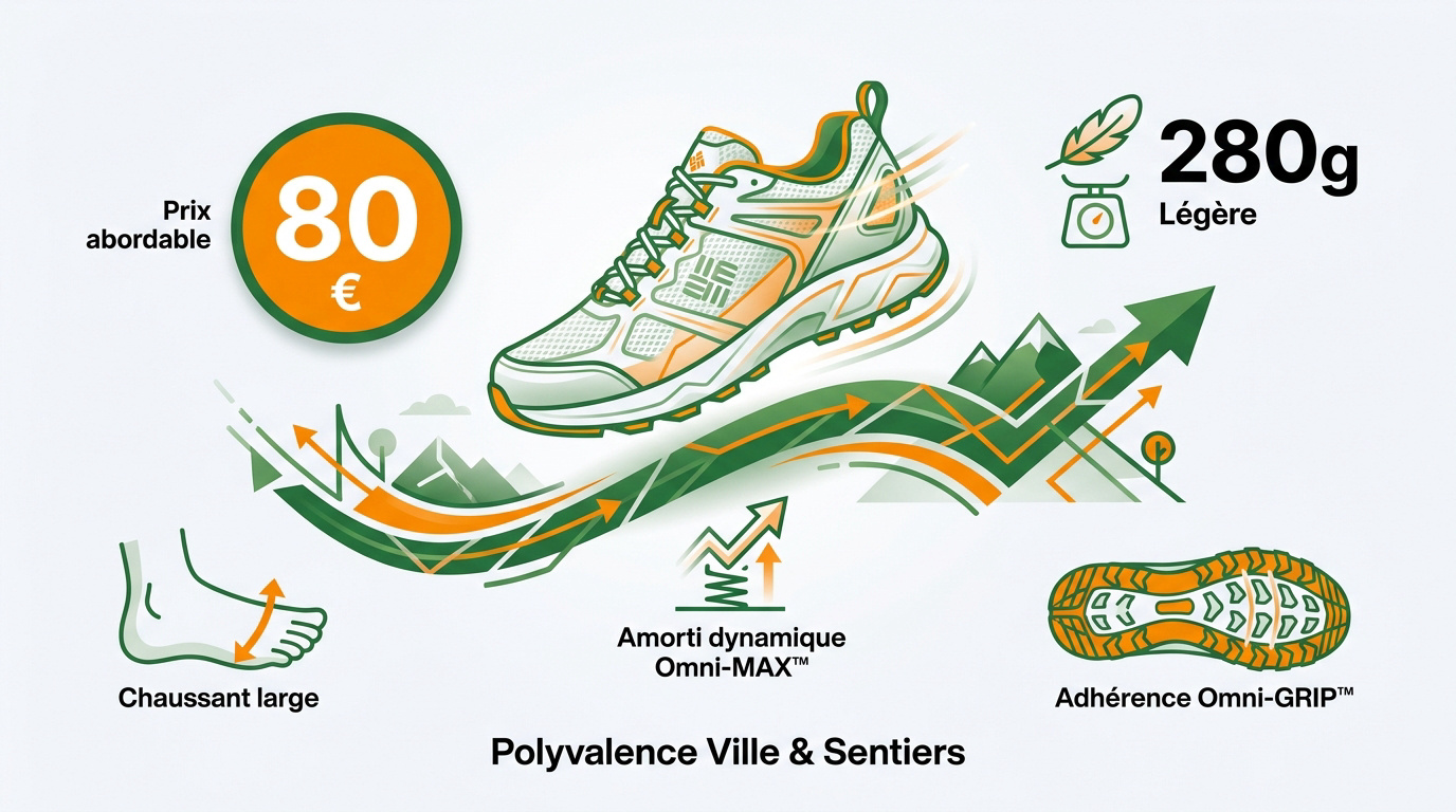 Chaussure Columbia Vertisol Trail Low en noir pour le fast hiking