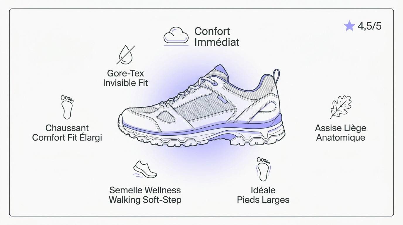 Chaussure Meindl Power Walker 4.2 avec technologie Comfort Fit et Gore-Tex pour pieds larges