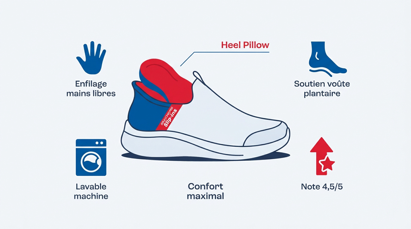 Chaussures Skechers Slip-ins avec technologie Heel Pillow pour un enfilage sans les mains